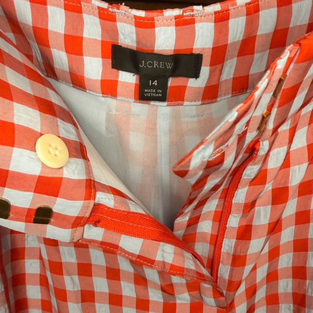 J.Crew Drapey Gingham Wide-Leg Pants – Red & White – Size 14 - Picture 4 of 6